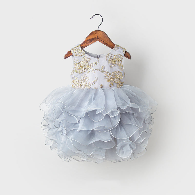 Toddler Ball Gowns Girl Round Neck Sleeveless Puffy Mesh Princess Party Cake Dress