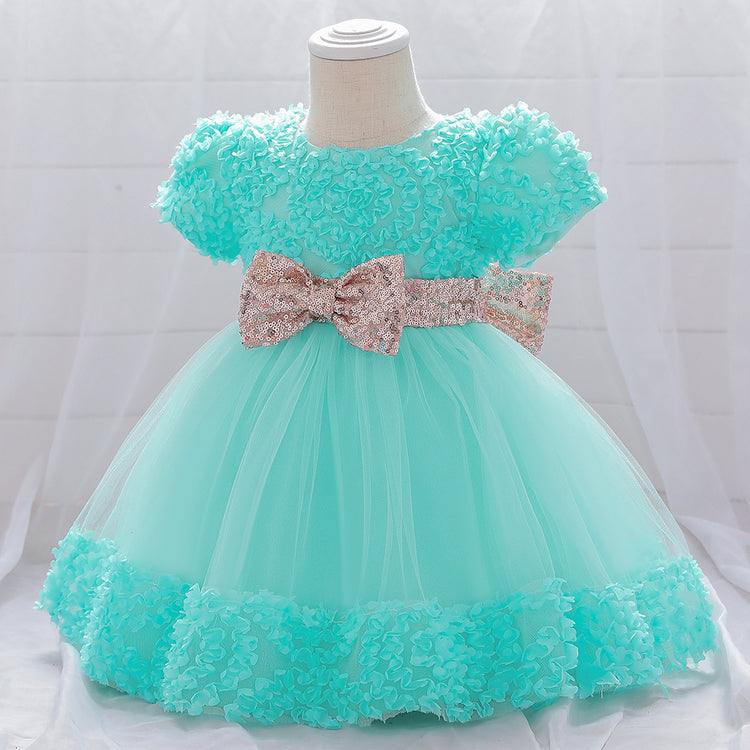 Baby Girls Birthday Party Dresses Infant Cute Bow Fluffy Formal Princess Dress