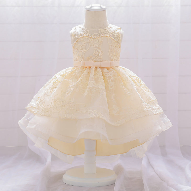 Baby Girl Formal Princess Dresses Infant Embroidered Tailing Birthday Party Dresses