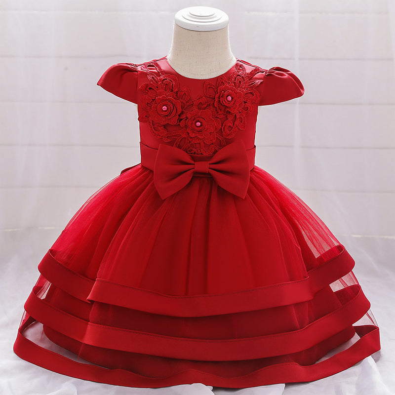 Infant Birthday Dresses Baby Girl Bow-knot Cake Formal Party Dress