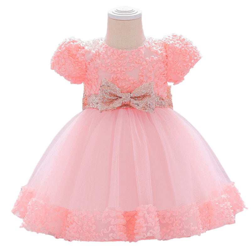 Baby Girls Birthday Party Dresses Infant Cute Bow Fluffy Formal Princess Dress