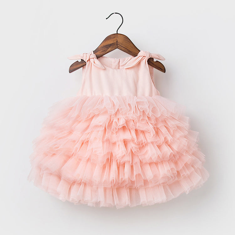 Toddler Ball Gowns Baby Girl Summer Pink Puffy Flower Girl Birthday Party Dress