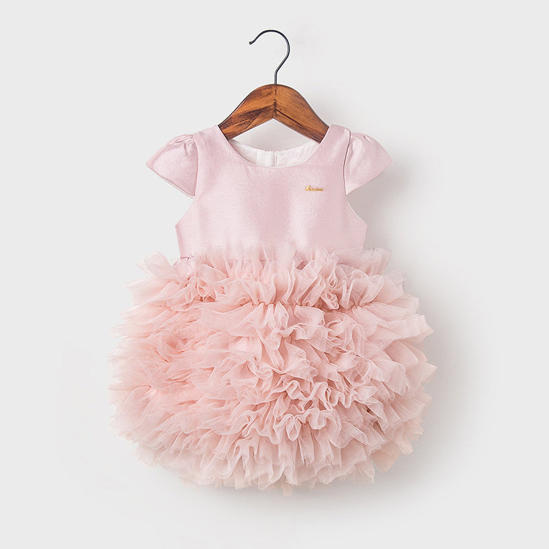Toddler Ball Gowns Baby Girl Summer Pink Puffy Flower Girl Birthday Party Dress