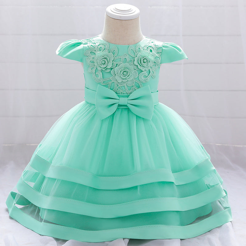 Infant Birthday Dresses Baby Girl Bow-knot Cake Formal Party Dress