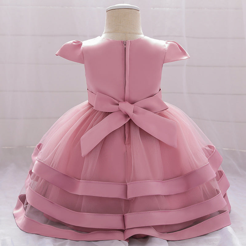 Infant Birthday Dresses Baby Girl Bow-knot Cake Formal Party Dress