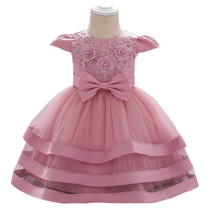 Infant Birthday Dresses Baby Girl Bow-knot Cake Formal Party Dress