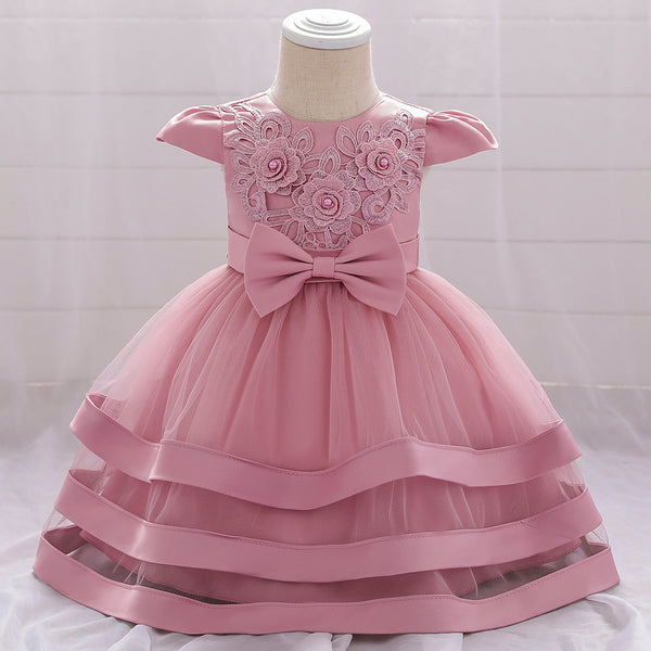 Infant Birthday Dresses Baby Girl Bow-knot Cake Formal Party Dress