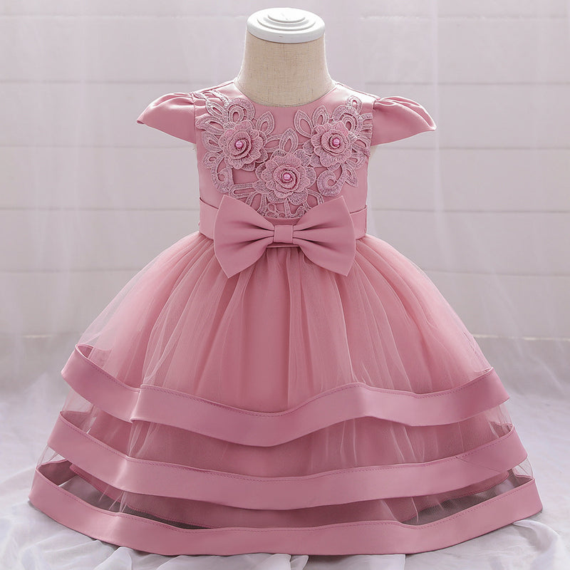 Infant Birthday Dresses Baby Girl Bow-knot Cake Formal Party Dress