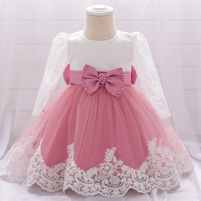 Princess Puffy Tea-Length Infant Dress with Lace & Bowknot main image 1