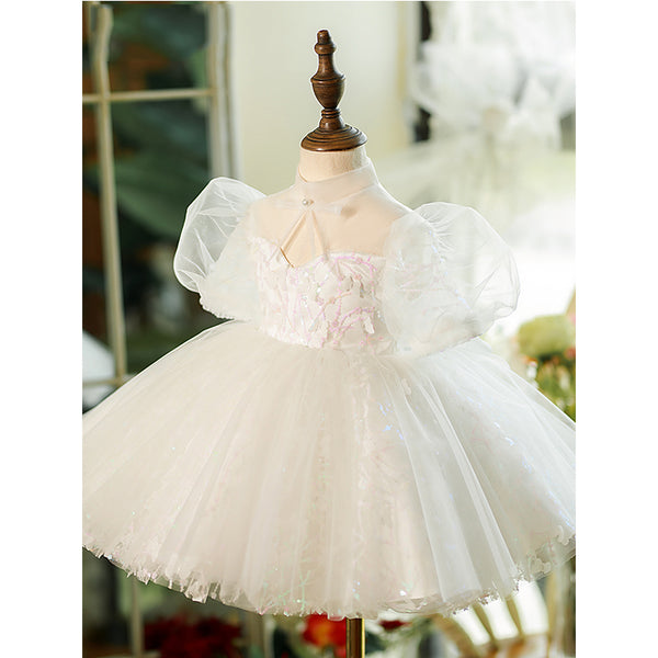 Baby Girl Dress Toddler Summer White Sequins Princess Party Christening Dress