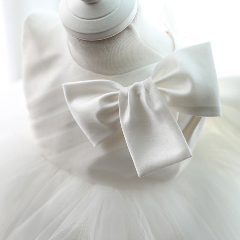 Cute White Baby Flower Girl Dress Toddler Birthday Party Dress