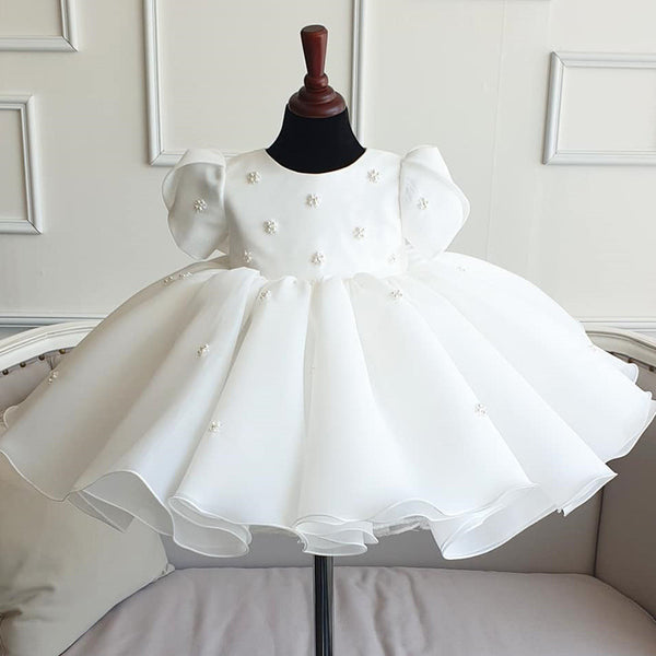 Baptism Dresses Baby Girl Summer White Sweet Pearl Flower Girl Dress Christening Dress Baptism Dresses Baby Girl Summer White Sweet Pearl Flower Girl Dress Christening Dress