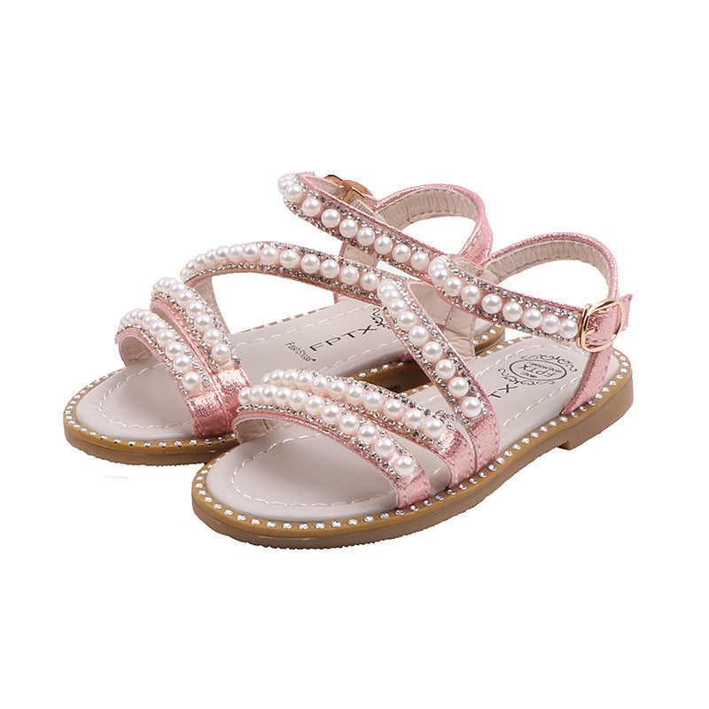 Girl Dress Shoes Children's Bead Beach Sandals