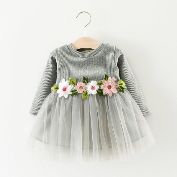 Baby Girl Long Sleeve Princess Dress Infant Birthday Party Dresses