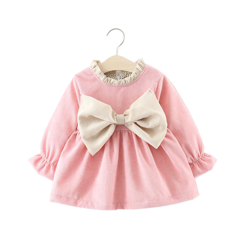 Baby Girls Long Sleeve Bow Daily Dress