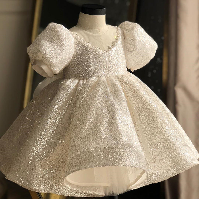 Baby Girl Christmas Dress White Sequins Flower Girl Birthday Party Princess Dress, White / 0-1 Year (80cm) Baby Girl Christmas Dress White Sequins Flower Girl Birthday Party Princess Dress, White / 0-1 Year (80cm)