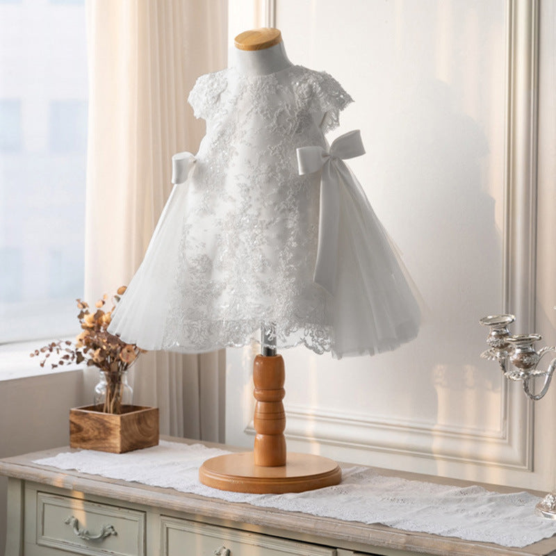 Baptism Dresses Baby Girl Birthday Party Dress Summer White Flower Girl Dress