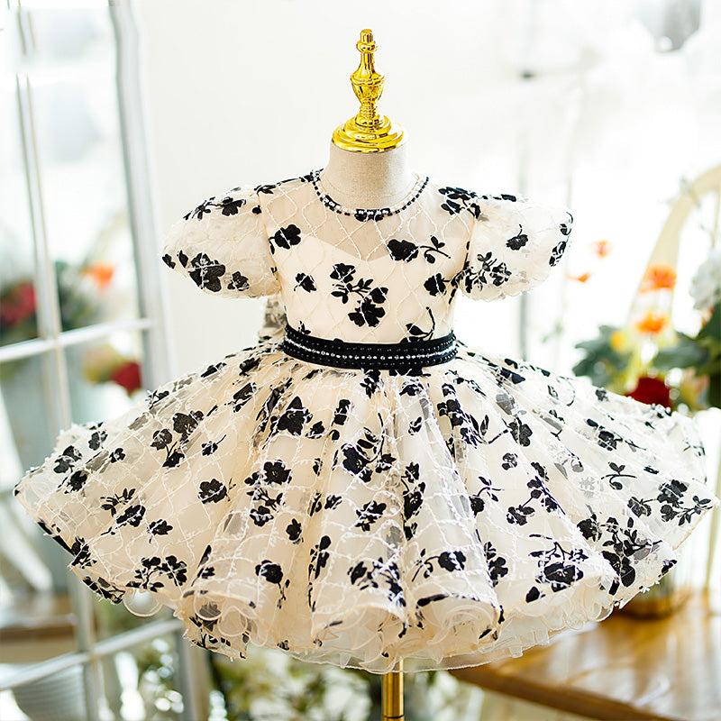 Baby Girl Dress Toddler Pageant Summer Print Puffy Puff Sleeves Princess Party Dress