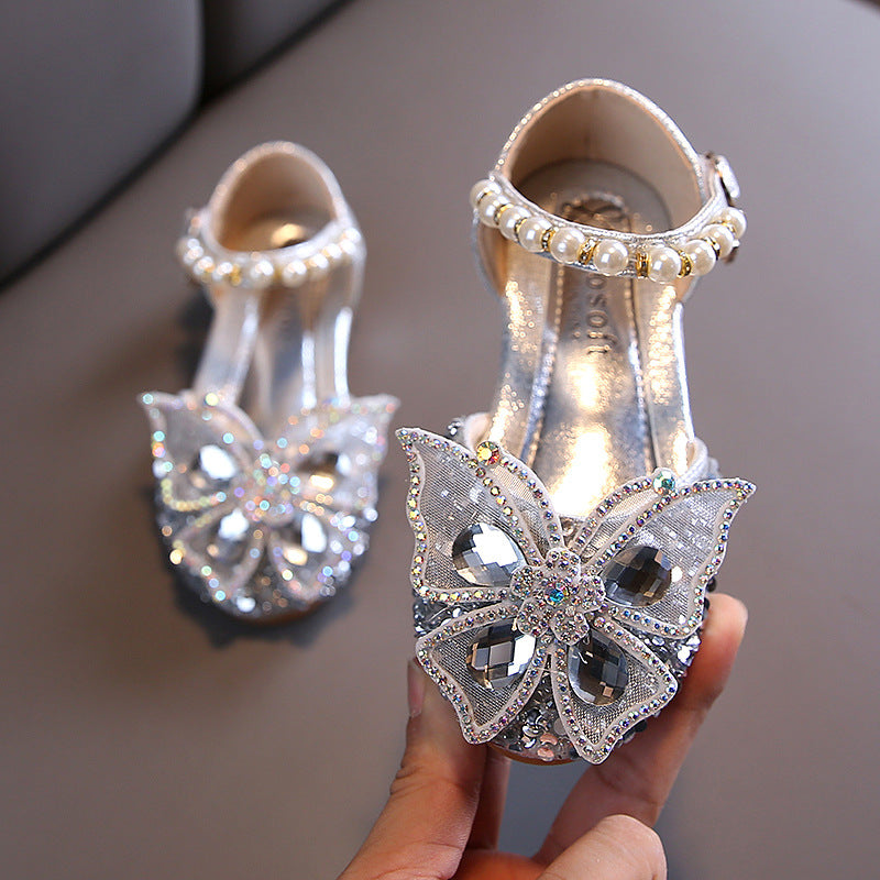 Girl Dress Shoes Children's Sequins Butterfly Shoes, Silver / EU 32 Girl Dress Shoes Children's Sequins Butterfly Shoes, Silver / EU 32