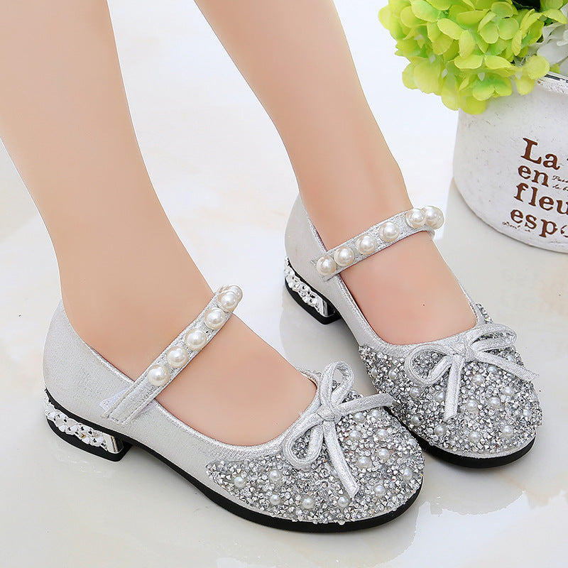 Girls Sequins Princess Shoes, Silver / EU 28