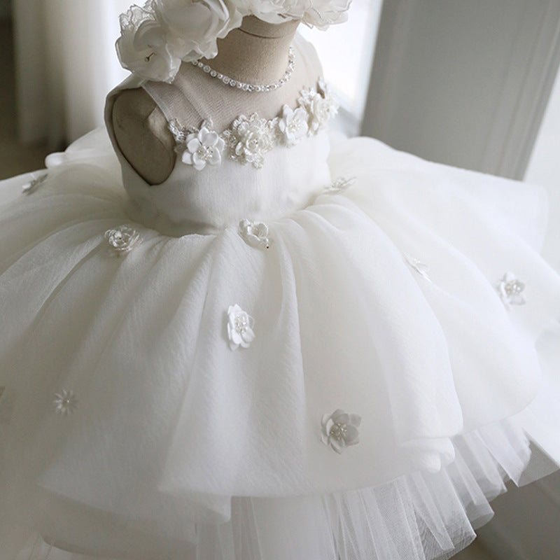 Baptism Dresses Baby Girl White Wedding Lace Flower Girl Dresses Toddler Birthday Party Dress