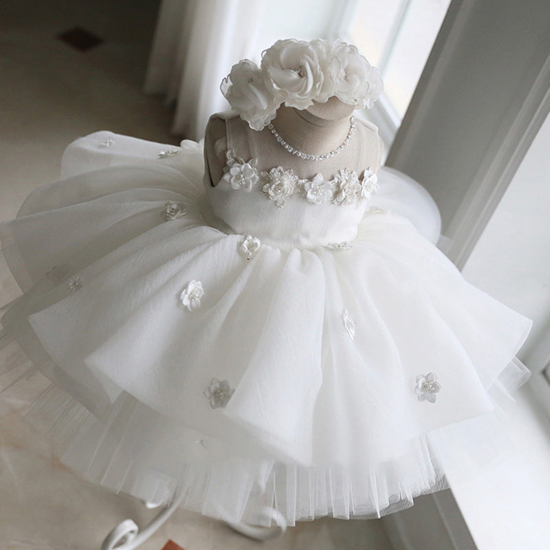 Baptism Dresses Baby Girl White Wedding Lace Flower Girl Dresses Toddler Birthday Party Dress