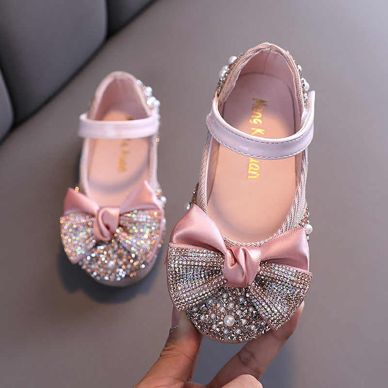 Girl Dress Shoes Bowknot Sequins Dance Performance Shoes, Pink / EU 24 Girl Dress Shoes Bowknot Sequins Dance Performance Shoes, Pink / EU 24