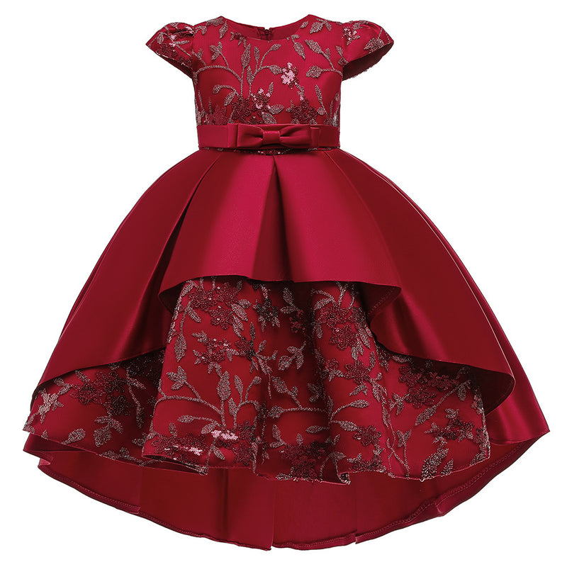 Girl Formal Dresses Baby Girl Flower Bow Fluffy Birthday Party Dress Girls Pageant Dresses