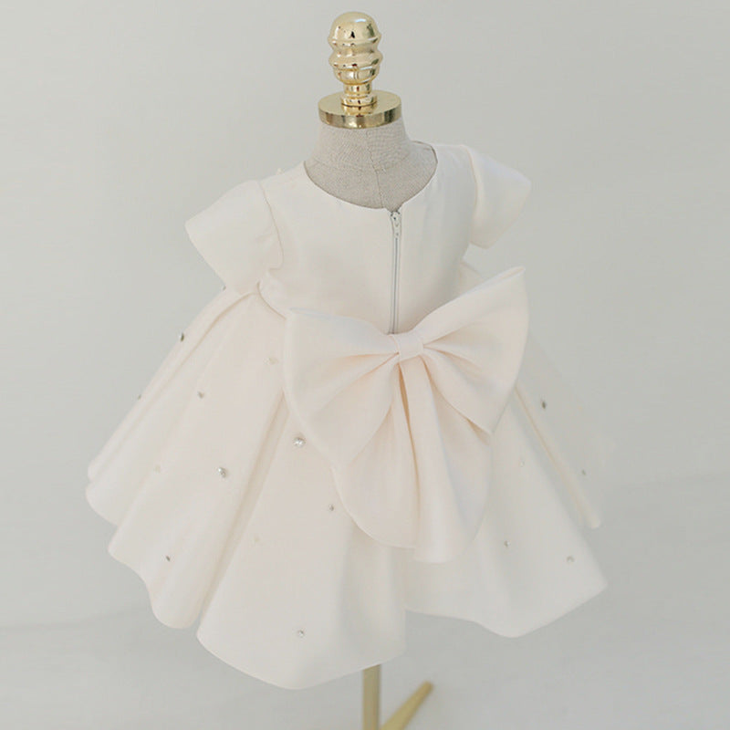 Baby Girl Formal Princess Dresses Easter Dress Toddler White Back Bow Summer Ball Gowns