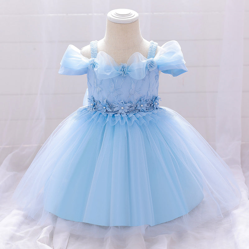 Baby Girl Birthday Dresses Toddler Lace Embroidery Fluffy Formal Princess Dress