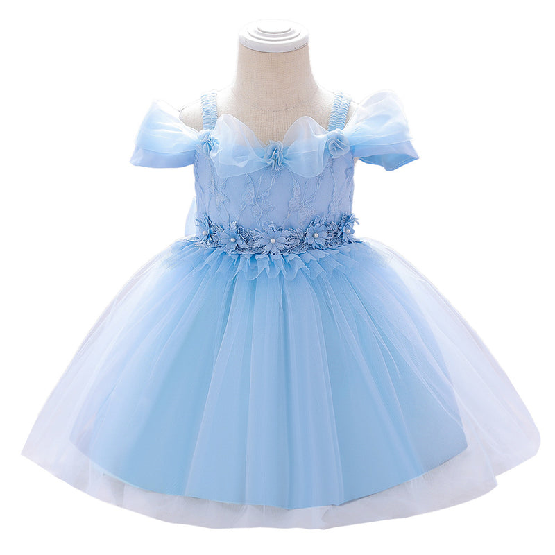 Baby Girl Birthday Dresses Toddler Lace Embroidery Fluffy Formal Princess Dress