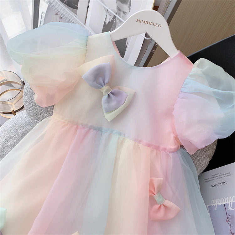 Baby Girl Party Dress Summer Rainbow Princess Dress