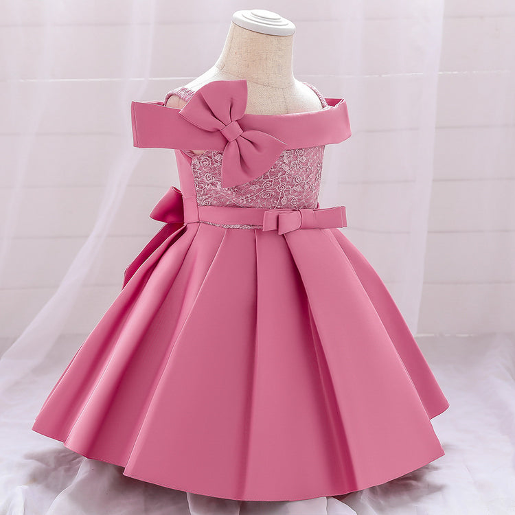 Infant Birthday Dresses Baby Girl Butterfly Bow Fluffy Formal Princess Dresses