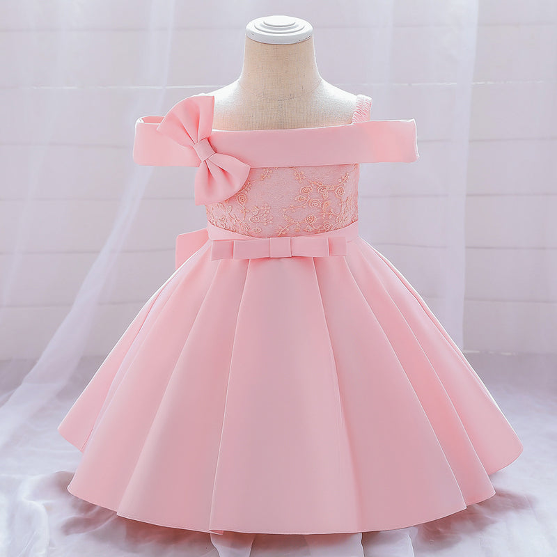 Infant Birthday Dresses Baby Girl Butterfly Bow Fluffy Formal Princess Dresses