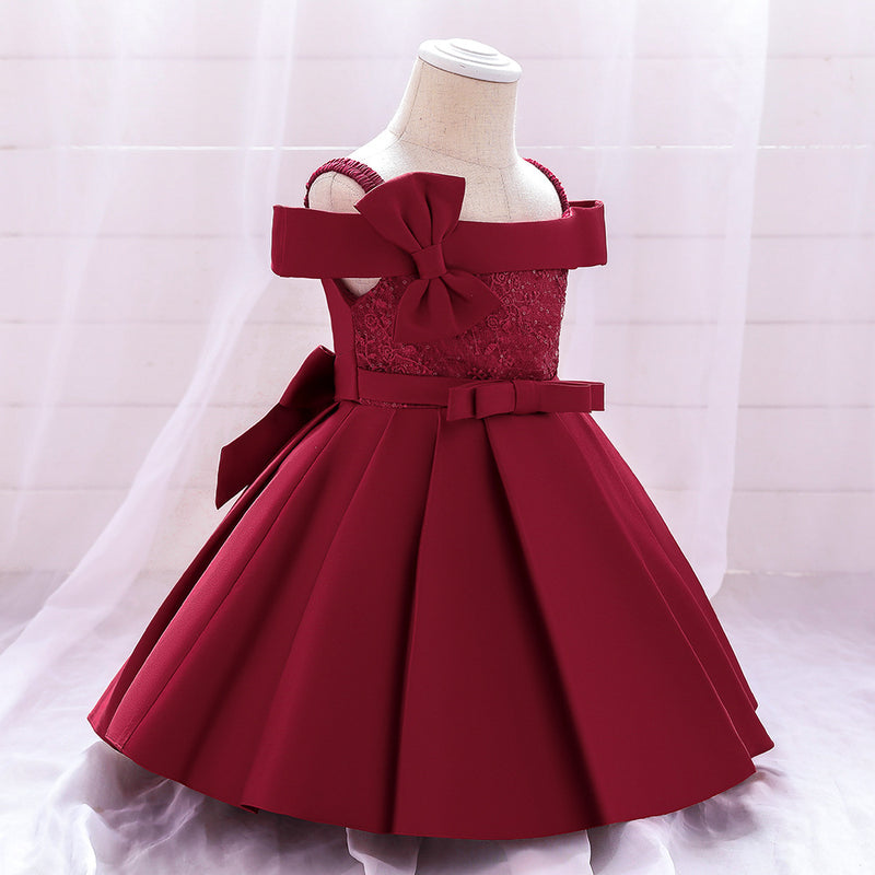 Infant Birthday Dresses Baby Girl Butterfly Bow Fluffy Formal Princess Dresses