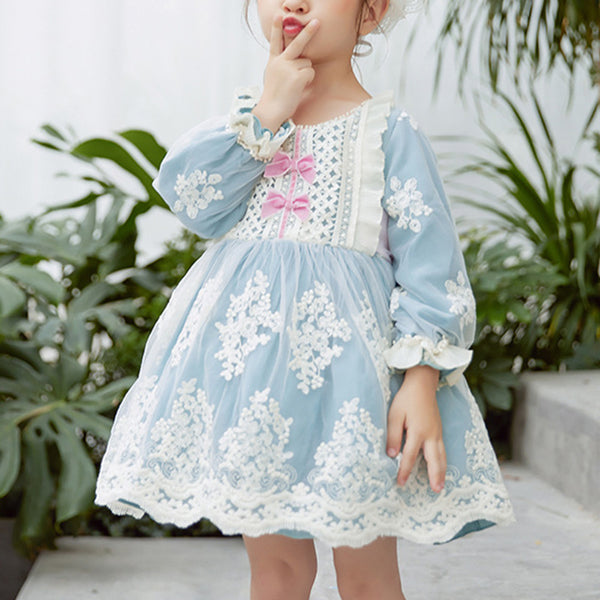 Toddler Prom Dress Little Girl Lolita Lace Floral Puff Communion Flower Girl Princess Dress