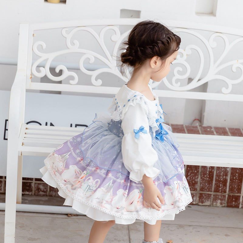 Baby Girl Dress Toddler Princess Round Neck Flowers Lolita Dress Party Dress
