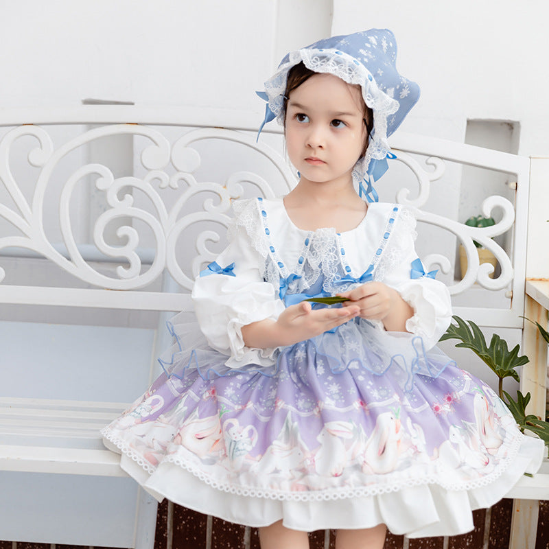 Baby Girl Dress Toddler Princess Round Neck Flowers Lolita Dress Party Dress