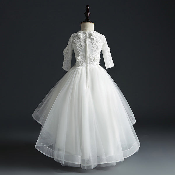Elegant Floral Lace Puffy Princess Dress