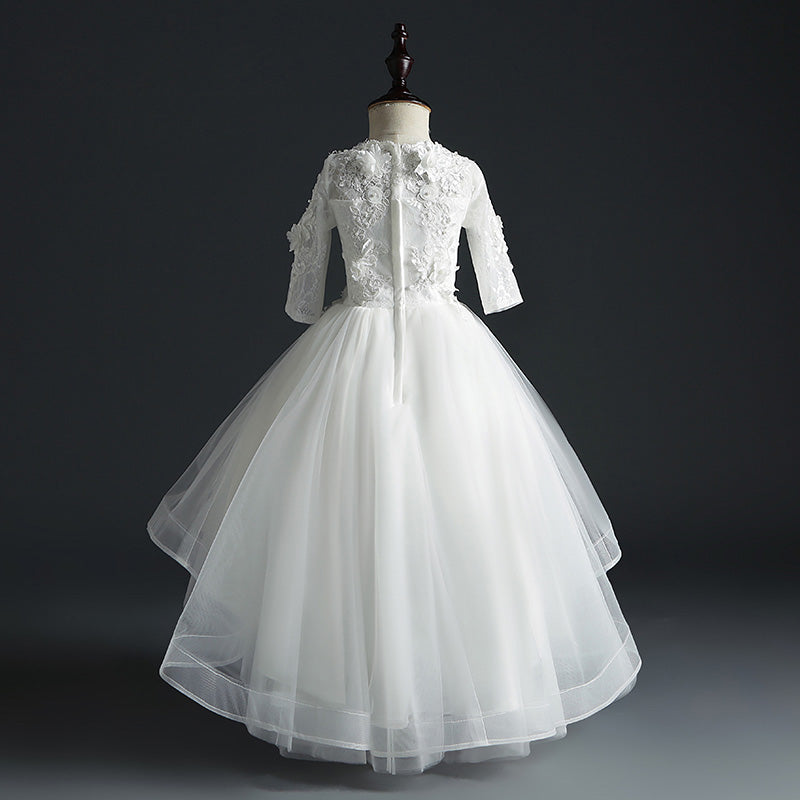 Elegant Floral Lace Puffy Princess Dress