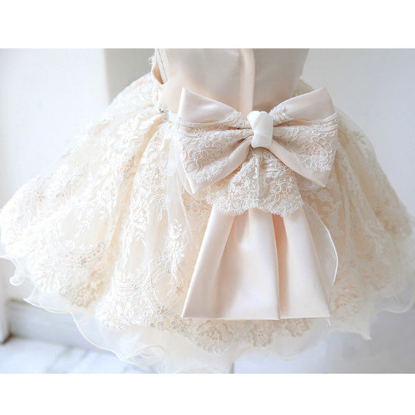 Baby Girl White Puffy Wedding Flower Girl Dress Christening Dress Princess Dress Easter Dress For Toddler