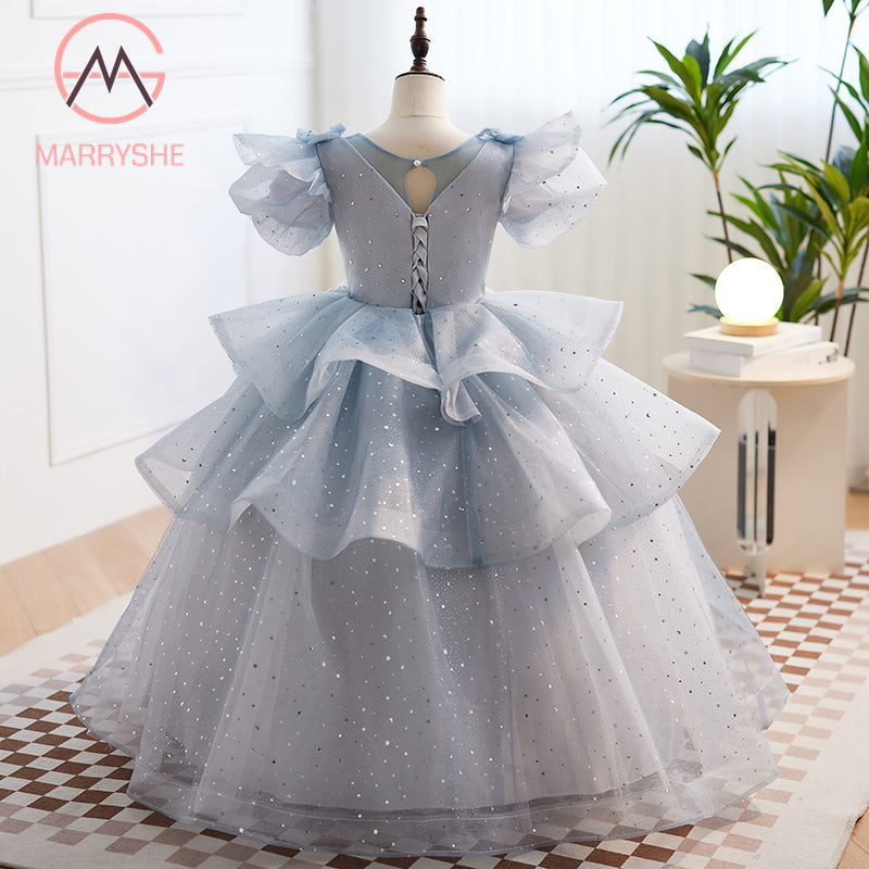 MARRYSHE Toddler Summer Communion Birthday Party Dress Mesh Puffy Princess Dress