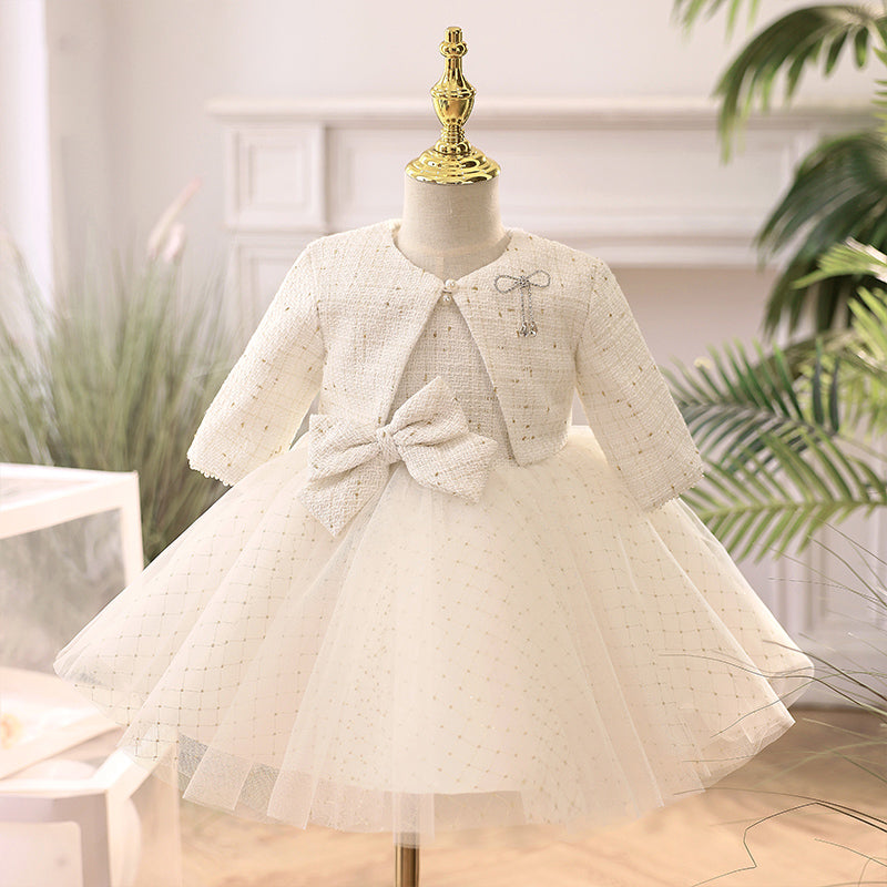 Baby Girl Birthday Party Dresses Girl Winter White Long Sleeve Puffy Formal Dresses, White / 5-6 Years (130cm) Baby Girl Birthday Party Dresses Girl Winter White Long Sleeve Puffy Formal Dresses, White / 5-6 Years (130cm)