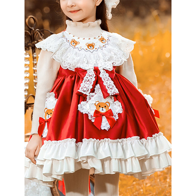Cute Baby Girl Red Lolita Princess Dress