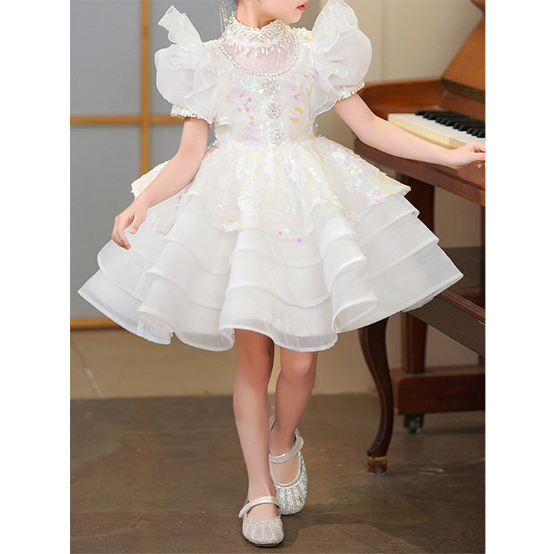 Baby Girl Dress Toddler Pageant Dress Beaded Sequin Puffy Princess Dress