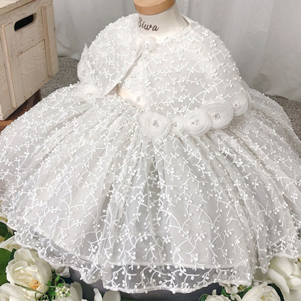 Flower Girl Dresses Baby Girl Christening Dress Cute Bowknot Birthday Party Dress