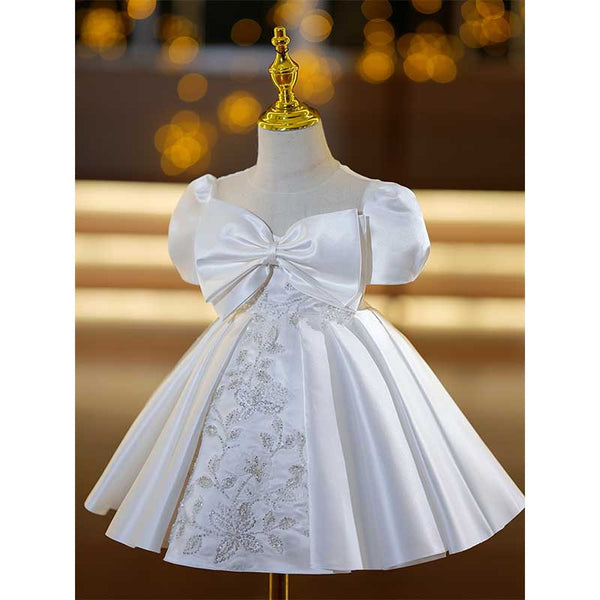 Baby Girl Baptism Dress Toddler Prom Dress Birthday Party Dress Girl Bow Knot Puffy Princess Dress