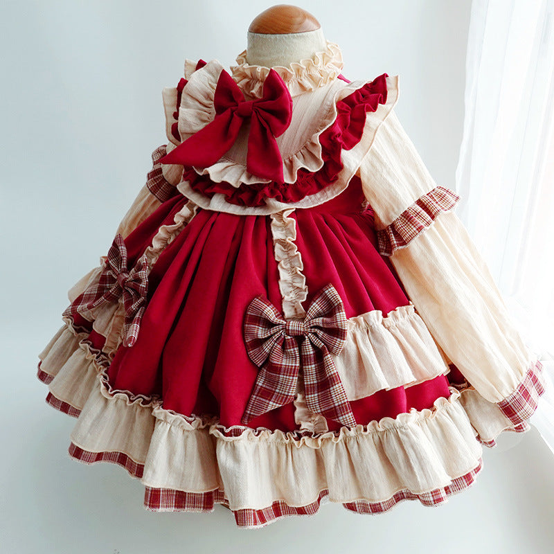 Baby Girl Princess Dress Autumn Winter Long Sleeve Retro Palace Birthday Dress