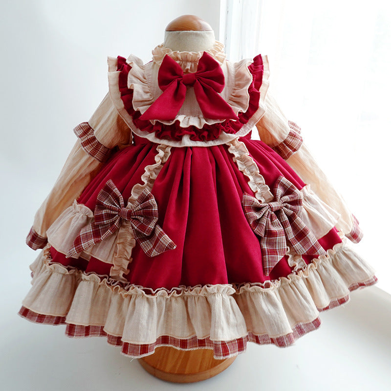 Baby Girl Princess Dress Autumn Winter Long Sleeve Retro Palace Birthday Dress