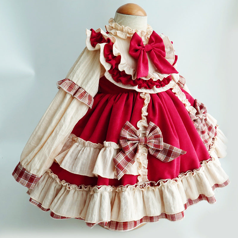 Baby Girl Princess Dress Autumn Winter Long Sleeve Retro Palace Birthday Dress